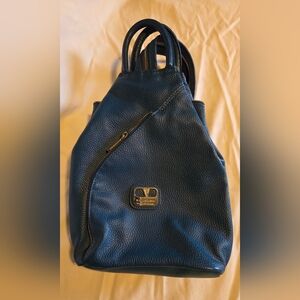 Valentino Navy Leather Backpack